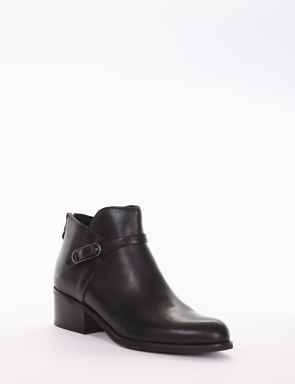 Low heel ankle boots heel 2 cm black leather