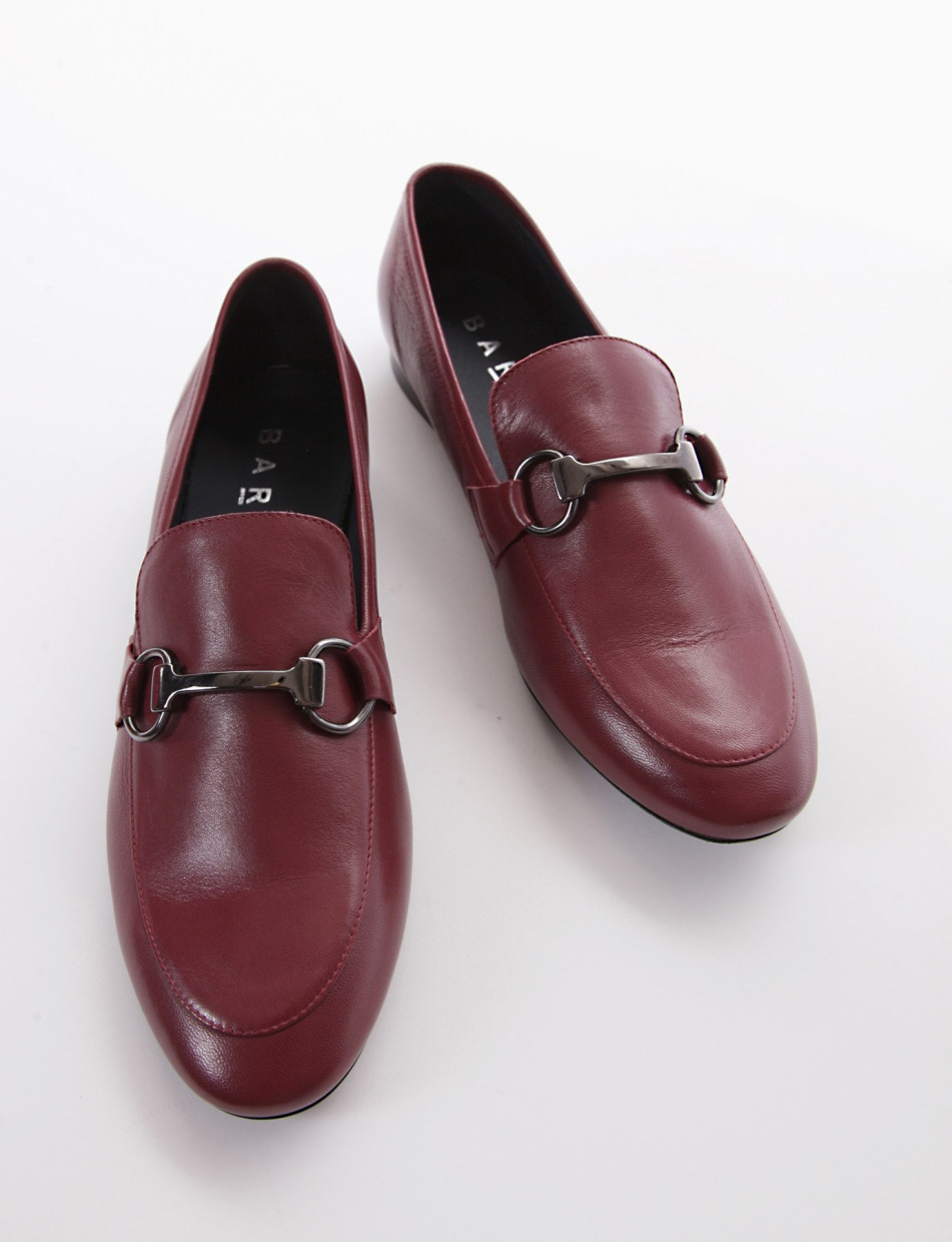 Loafers heel 1 cm bordeaux leather