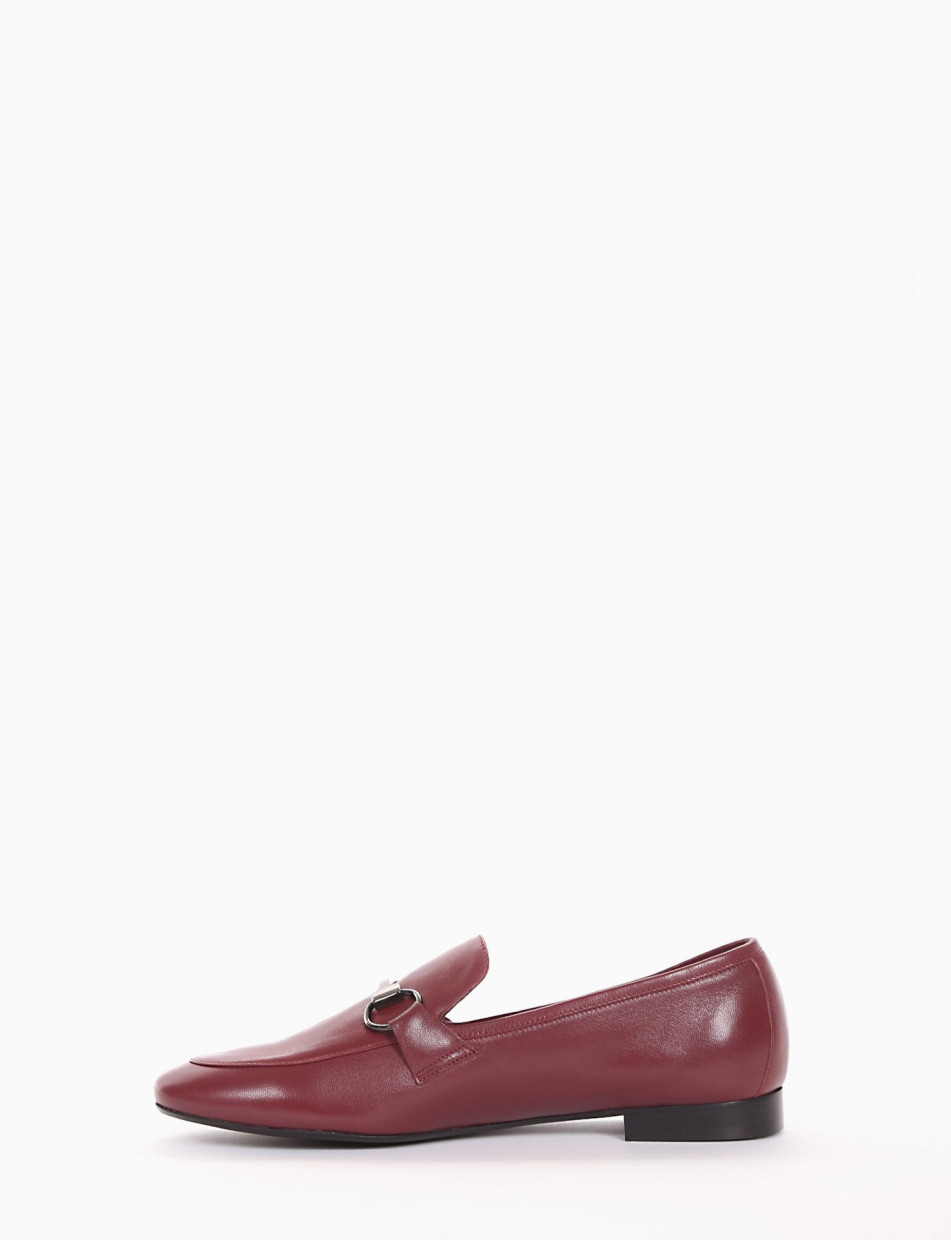 Loafers heel 1 cm bordeaux leather