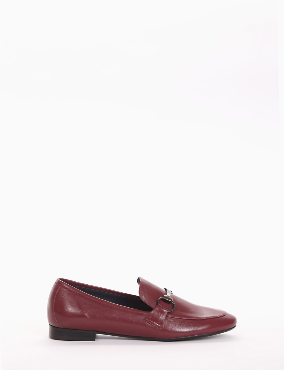 Loafers heel 1 cm bordeaux leather