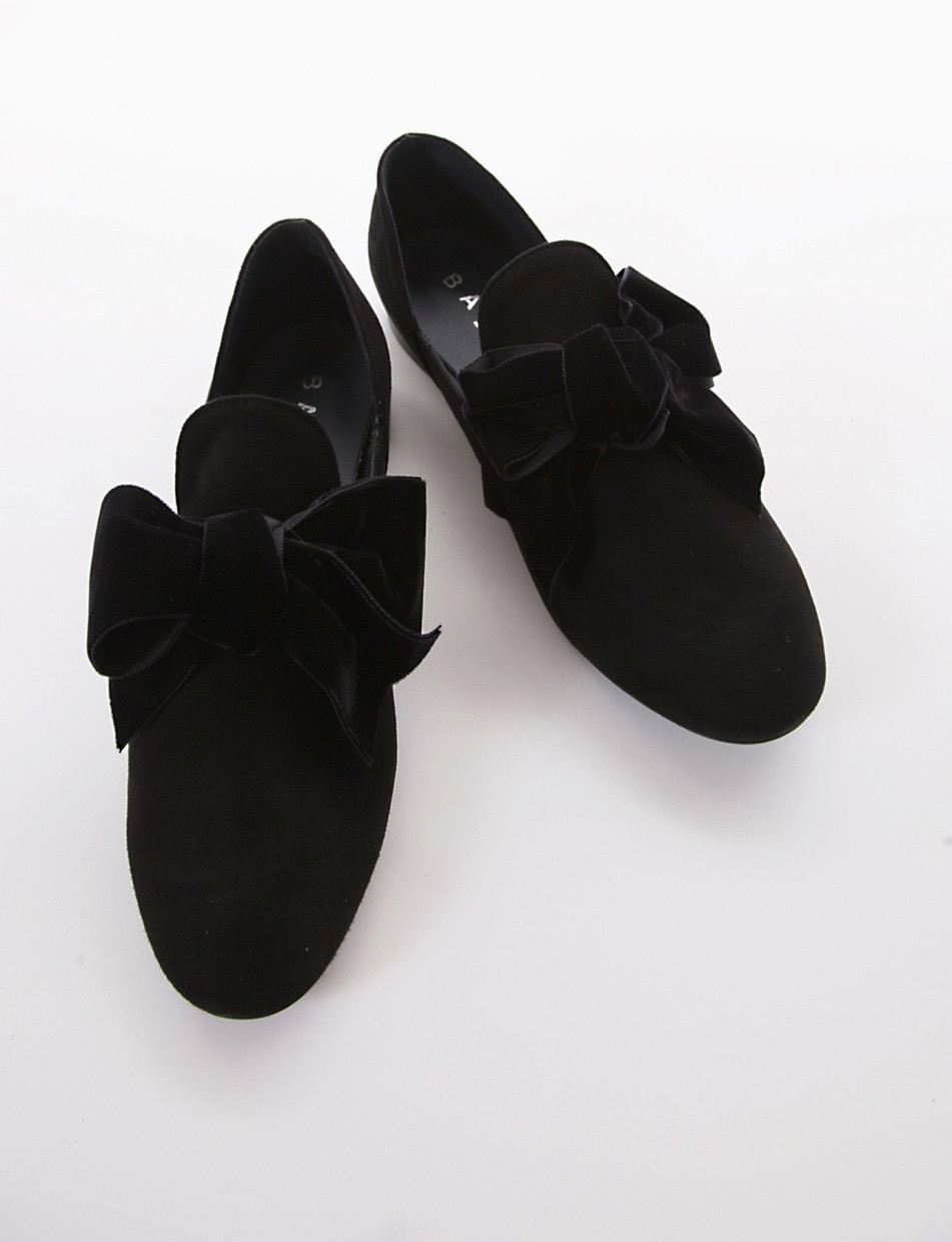 Flat shoes heel 1 cm black chamois