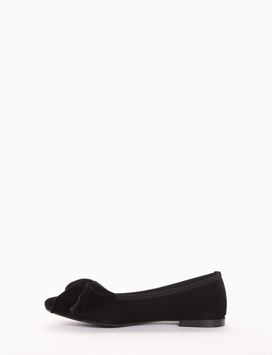 Flat shoes heel 1 cm black chamois