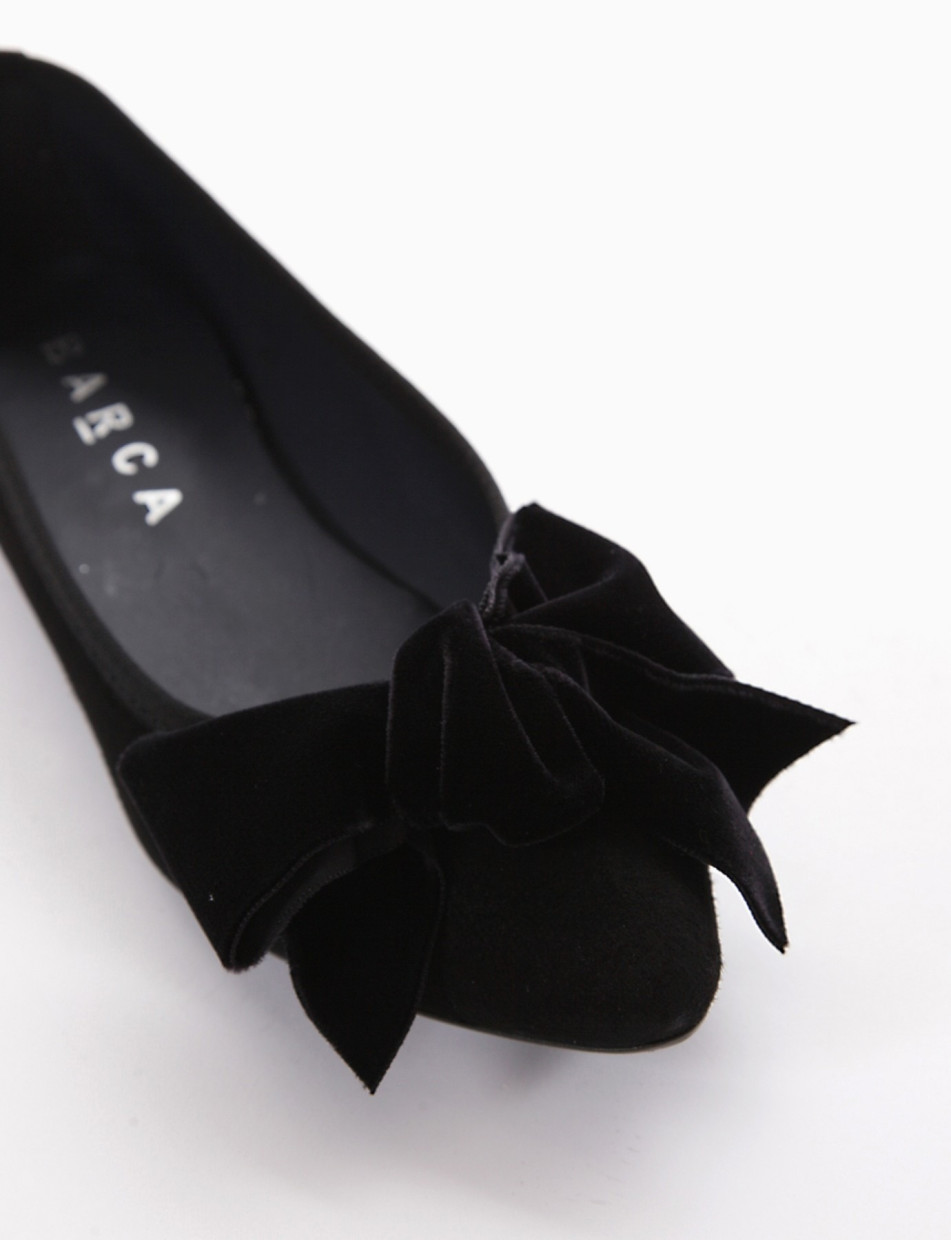 Flat shoes heel 1 cm black chamois