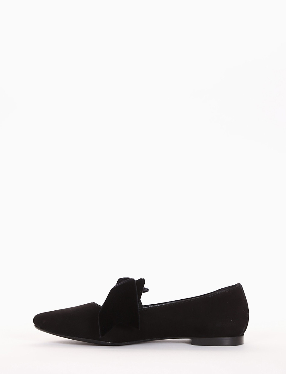 Flat shoes heel 1 cm black chamois