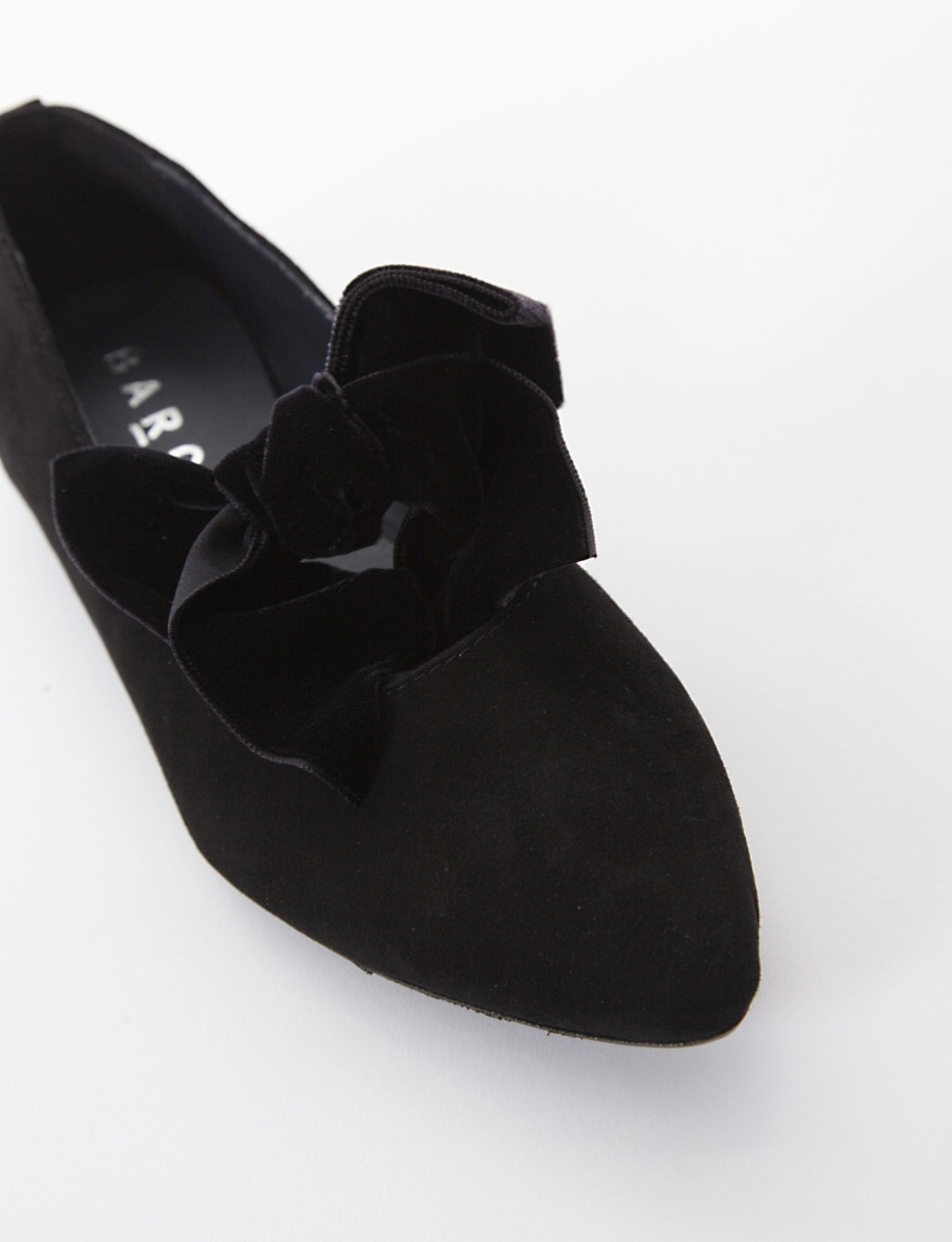 Flat shoes heel 1 cm black chamois