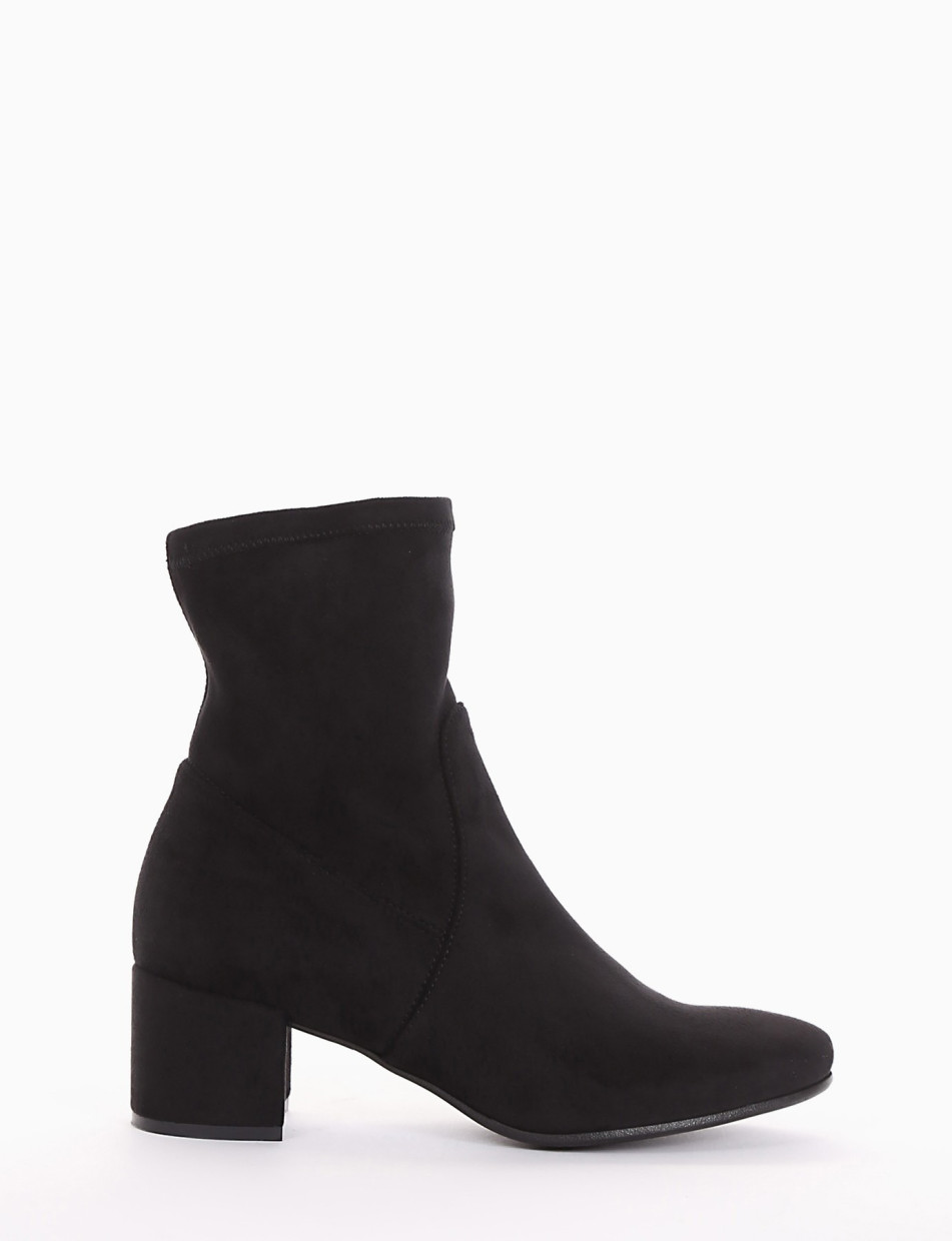 High heel ankle boots heel 5 cm black chamois