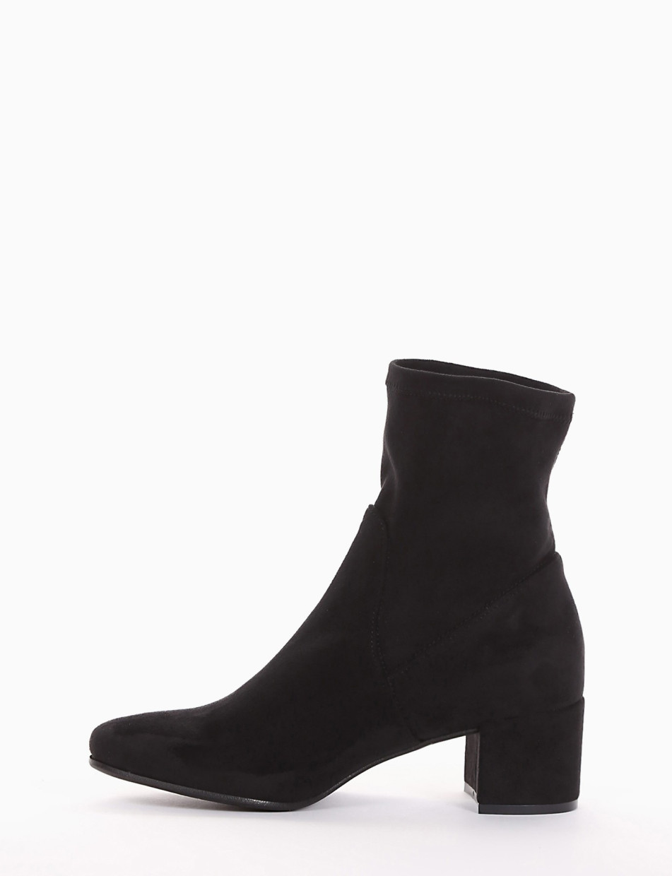 High heel ankle boots heel 5 cm black chamois