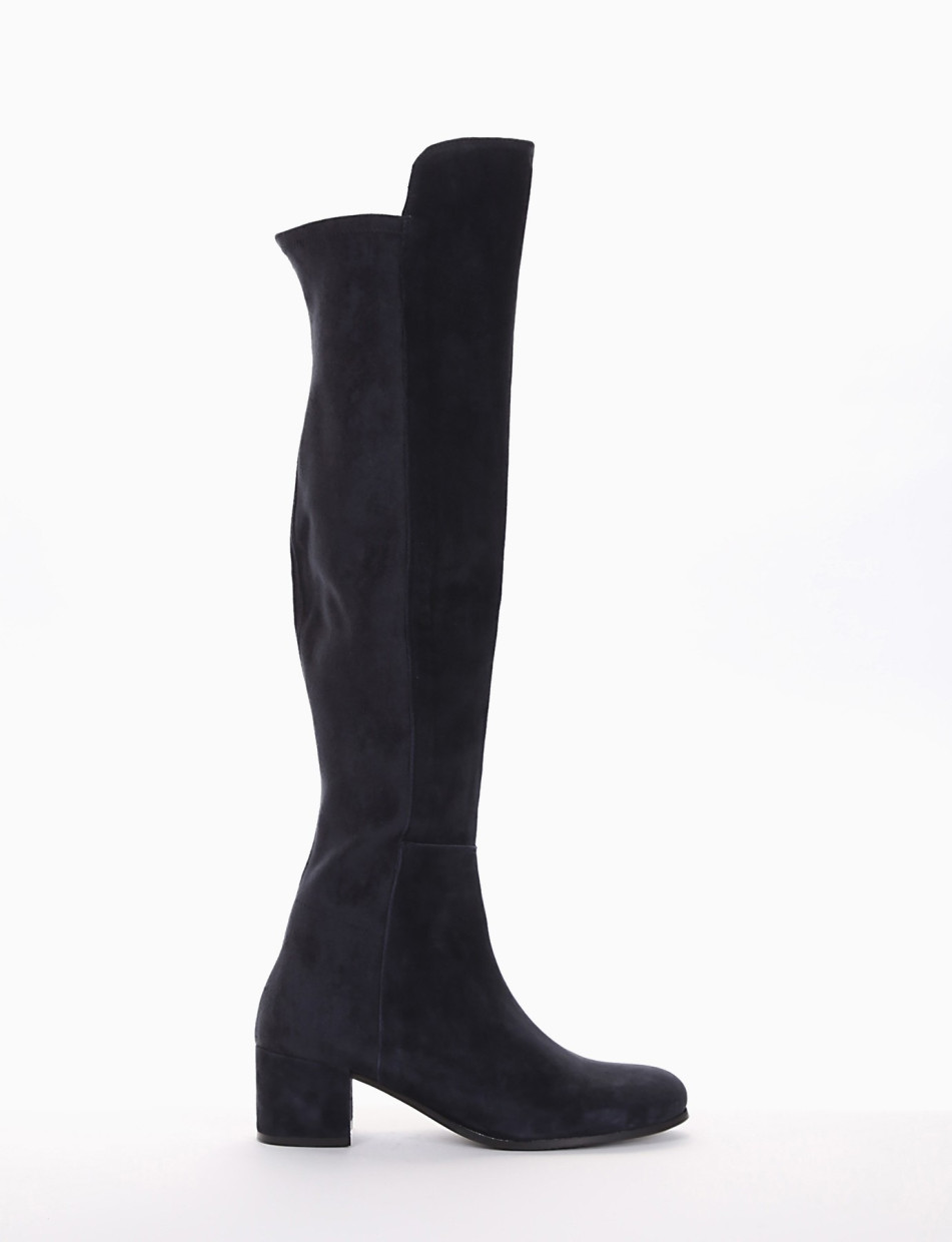 High heel boots heel 5 cm blu chamois