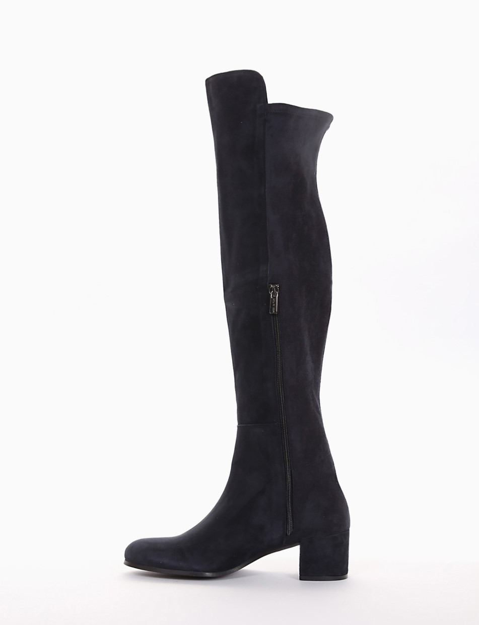 High heel boots heel 5 cm blu chamois