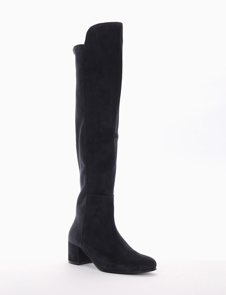 High heel boots heel 5 cm blu chamois