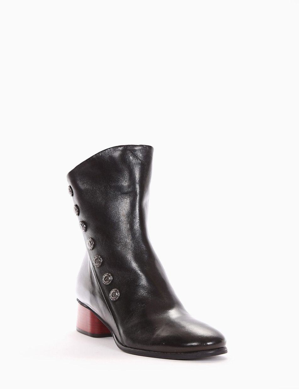 High heel ankle boots heel 5 cm black leather