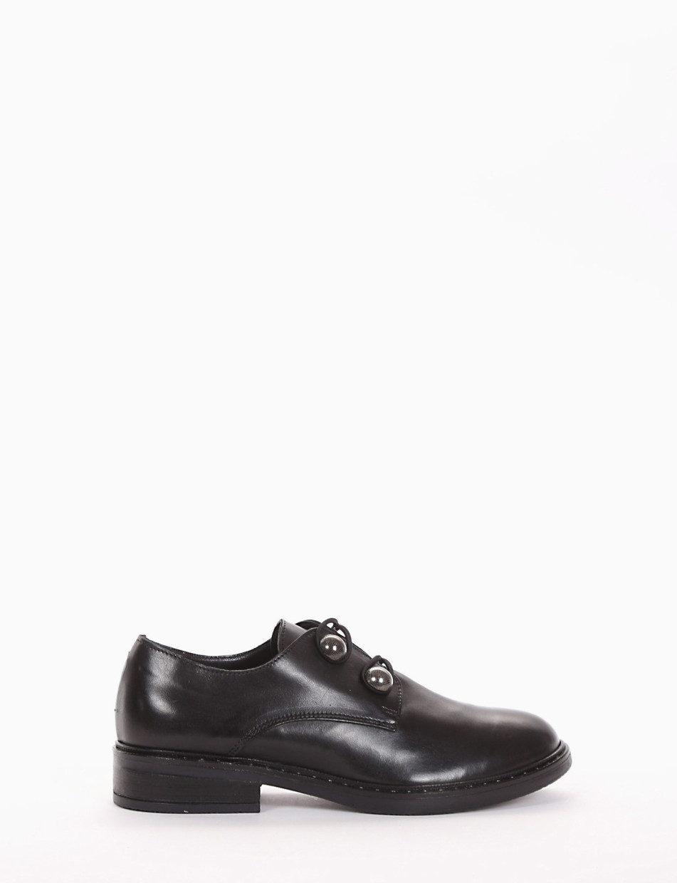 Lace-up shoes heel 2 cm black leather