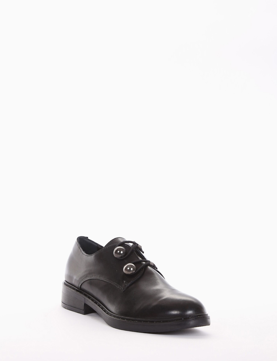 Lace-up shoes heel 2 cm black leather