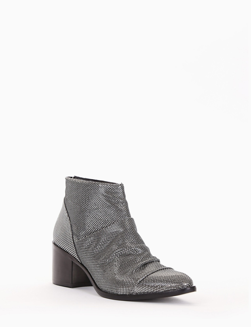 High heel ankle boots heel 5 cm silver glitter