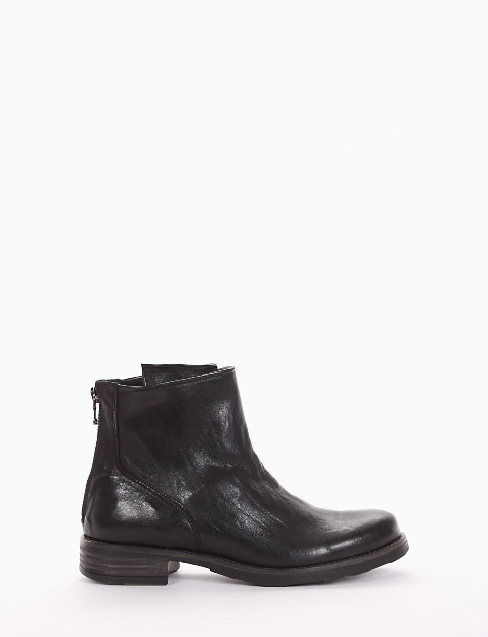 Low heel ankle boots heel 2 cm black leather