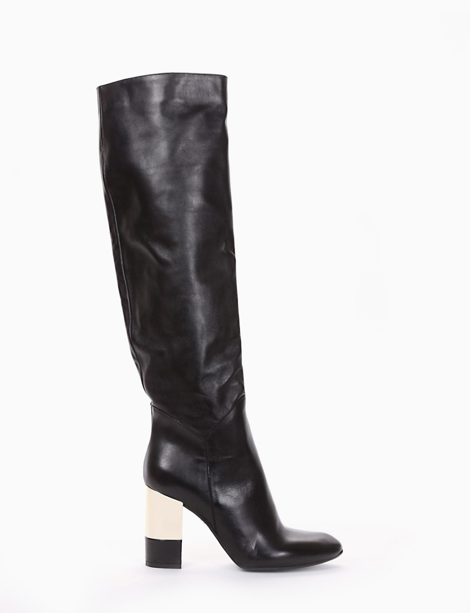 High heel boots heel 8 cm black leather