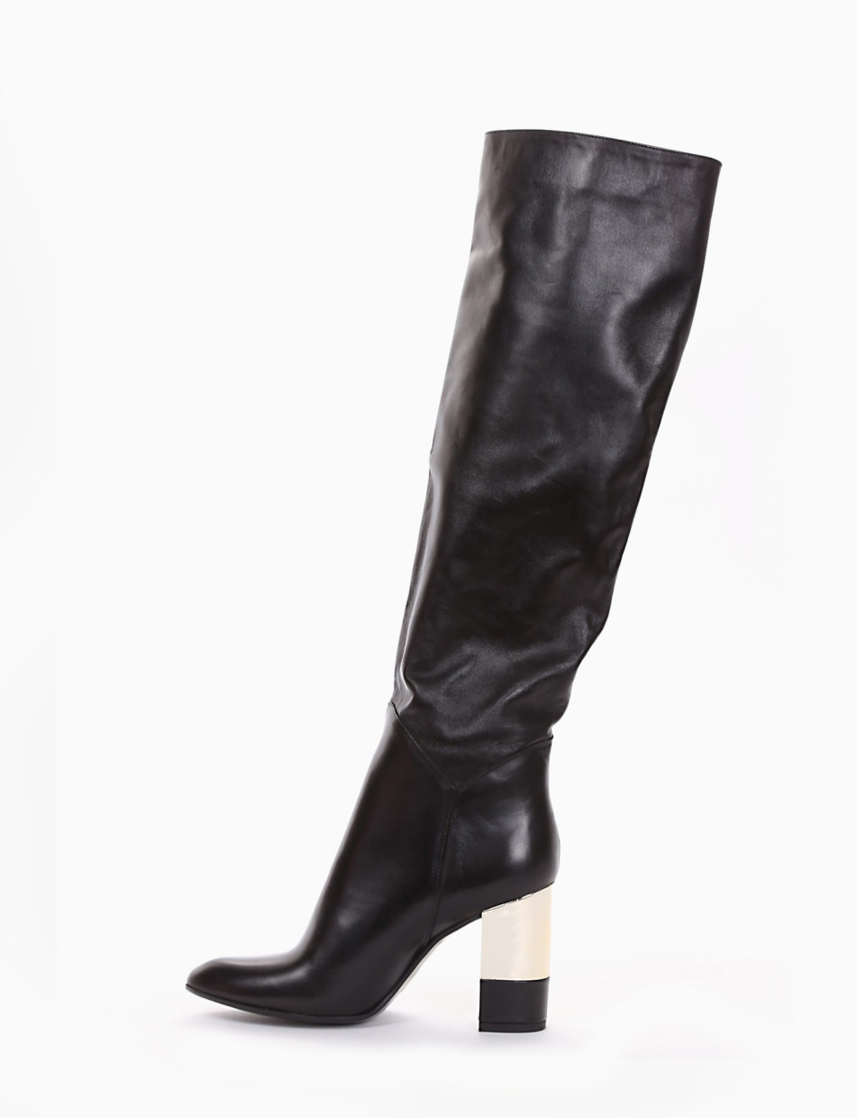 High heel boots heel 8 cm black leather