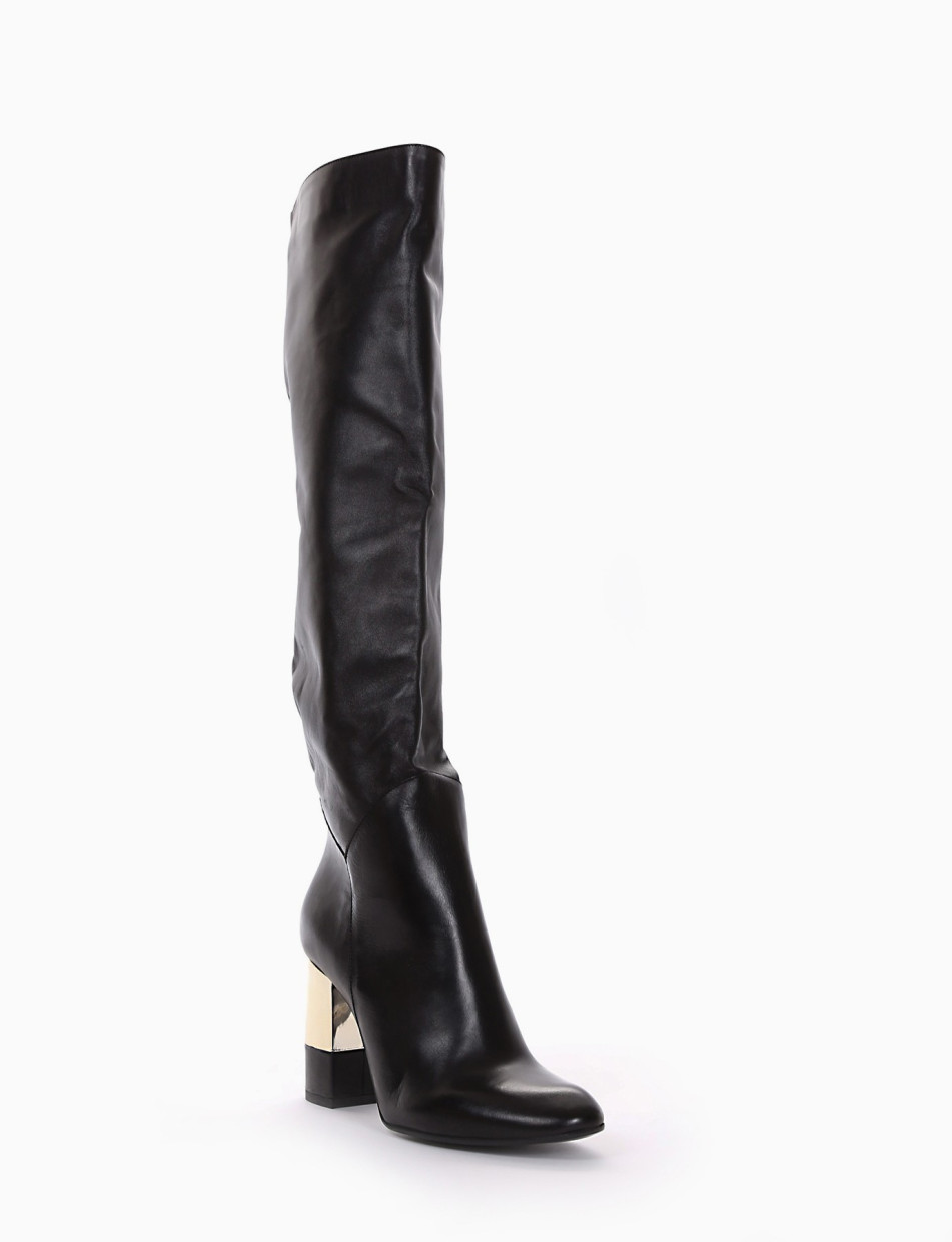 High heel boots heel 8 cm black leather