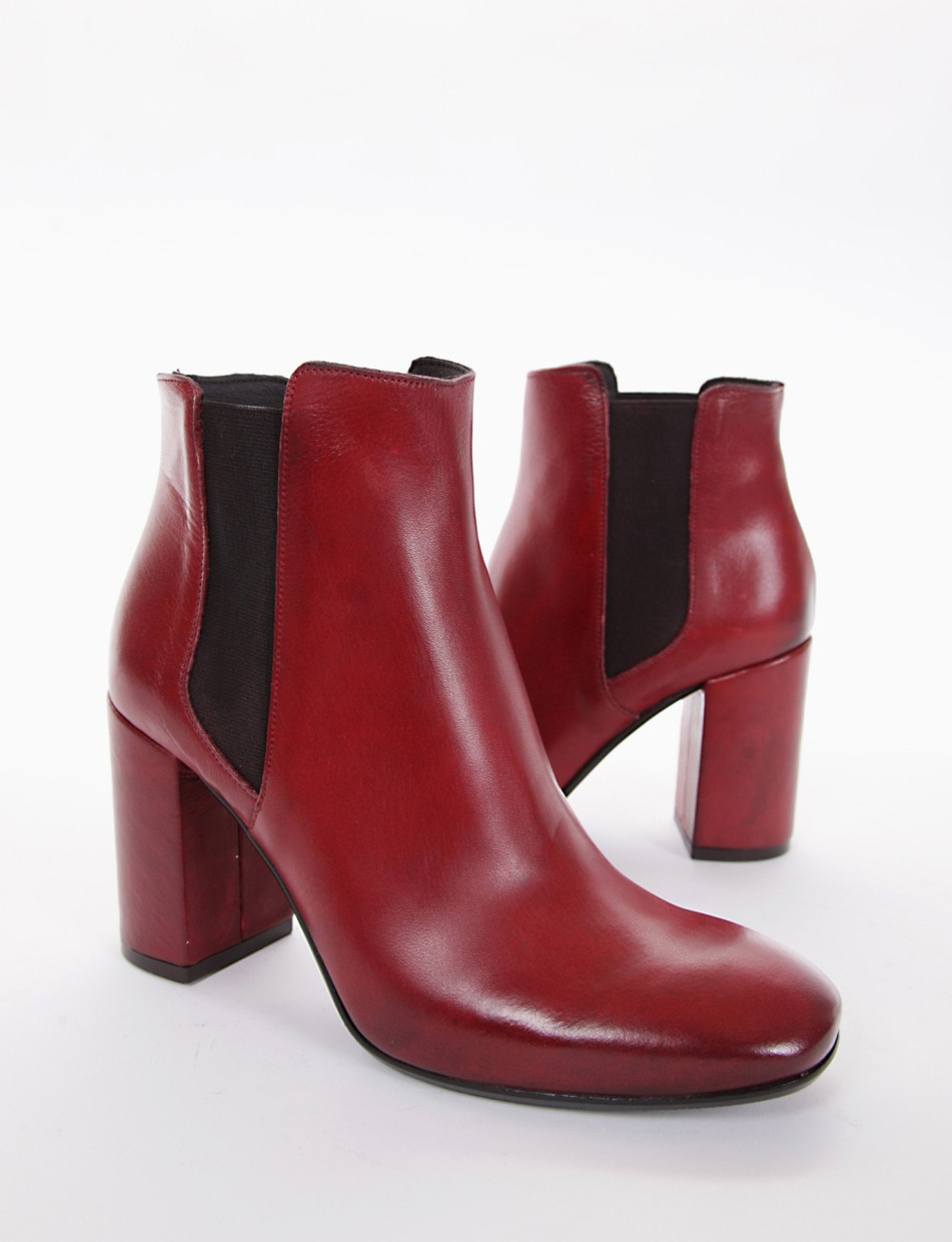 High heel ankle boots heel 8 cm red leather