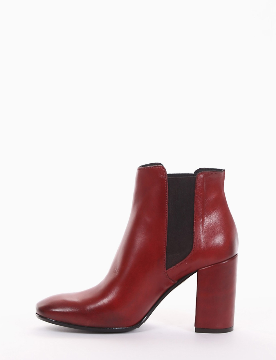High heel ankle boots heel 8 cm red leather