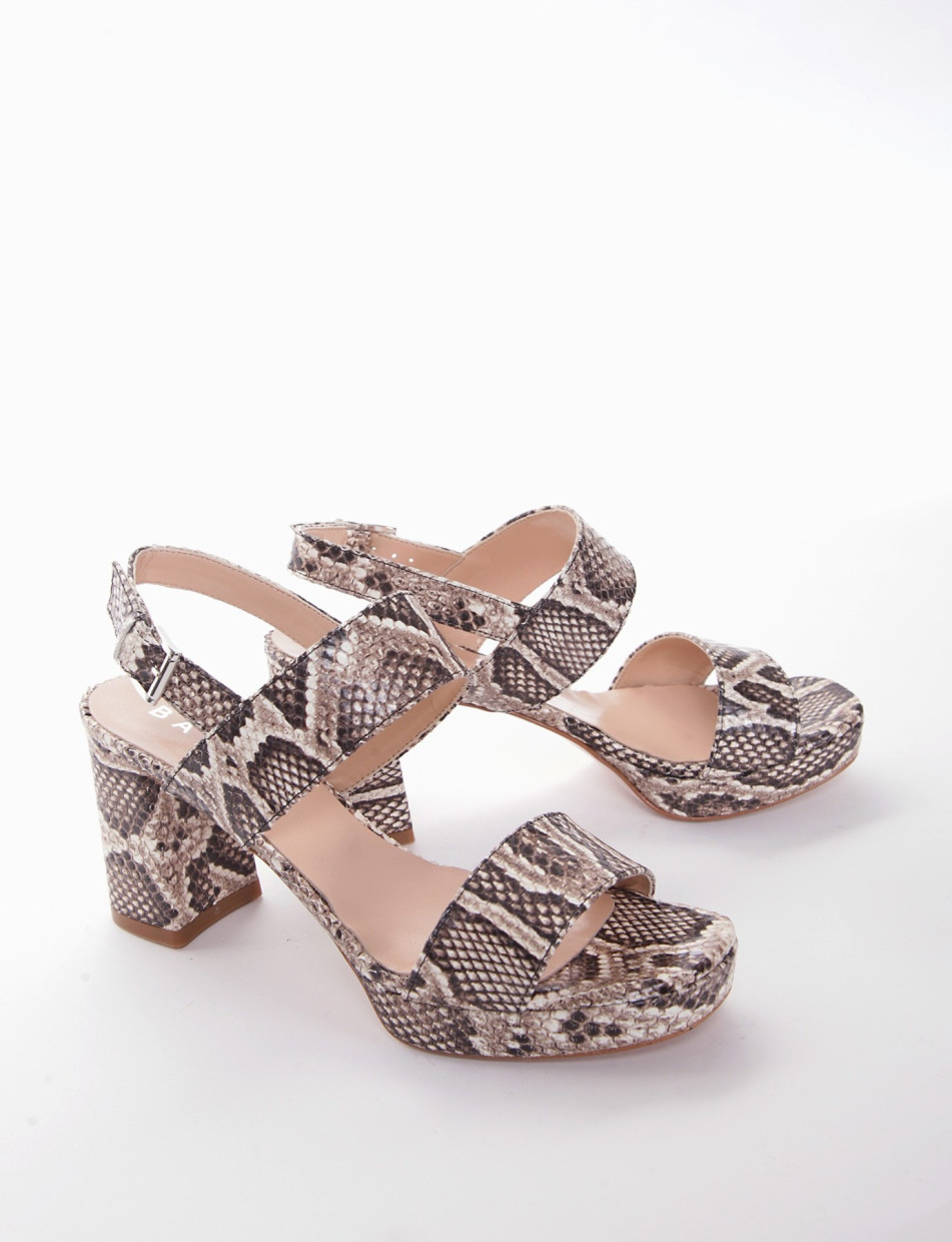 High heel sandals heel 8 cm beige python