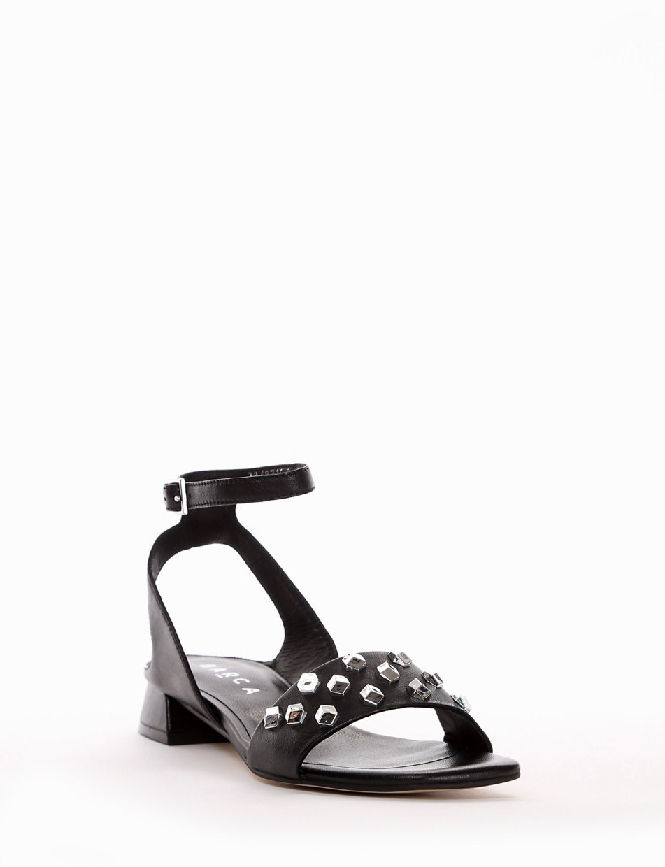 Low heel sandals heel 2 cm black leather