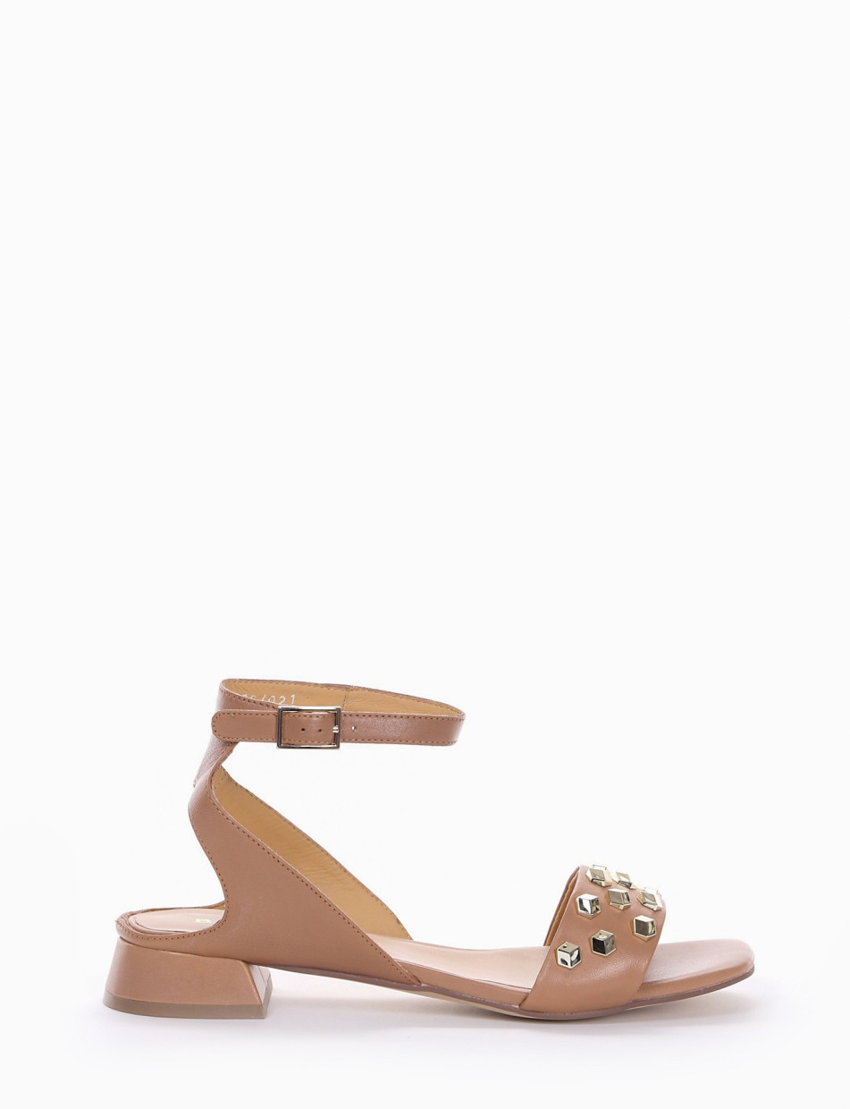 Low heel sandals heel 2 cm pink leather