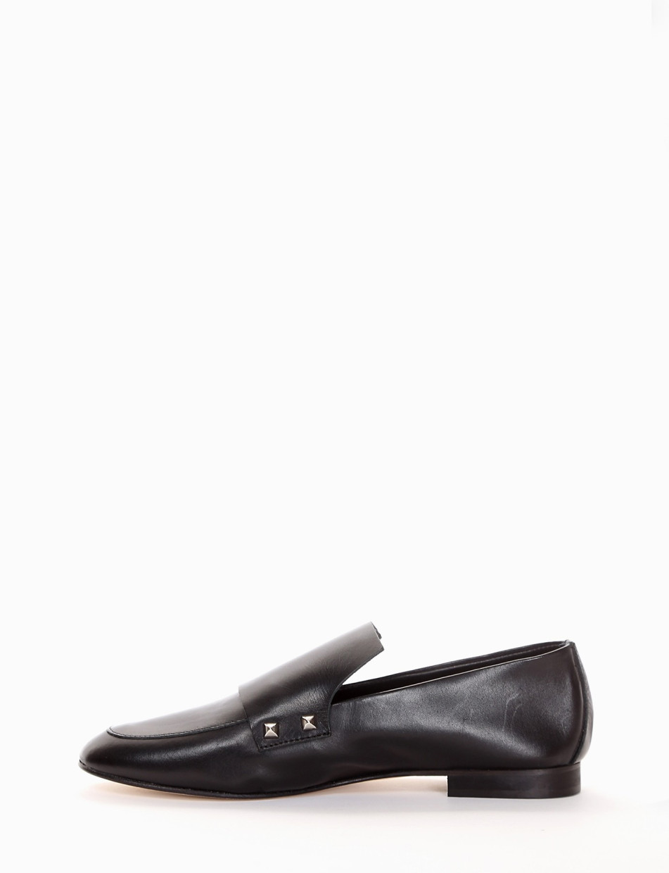 Loafers heel 1 cm black leather