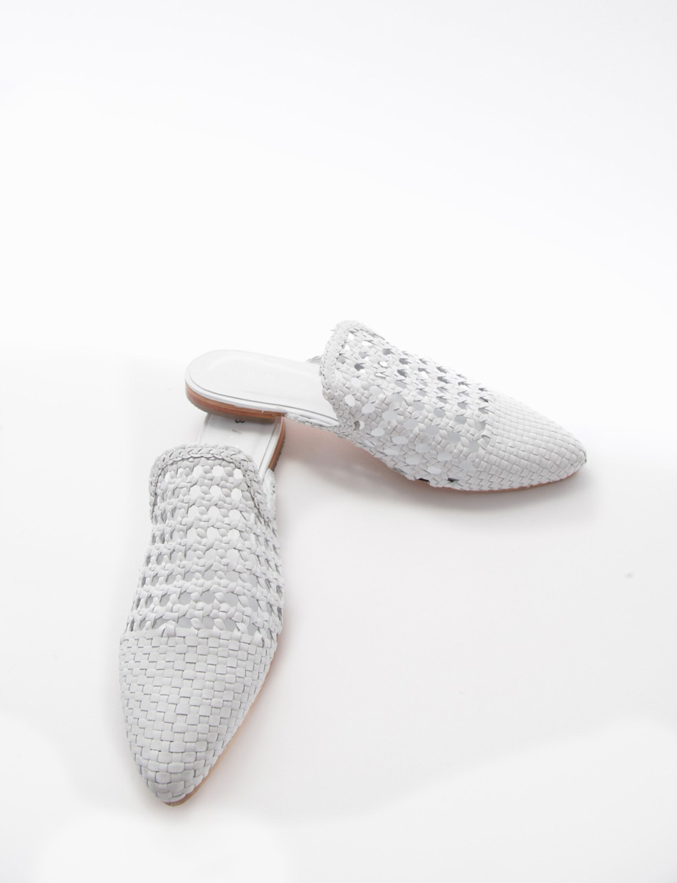 Sabot heel 1 cm white leather