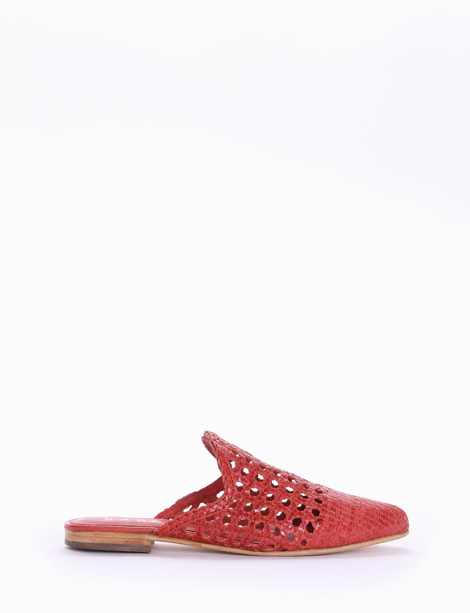 Sabot heel 1 cm red leather