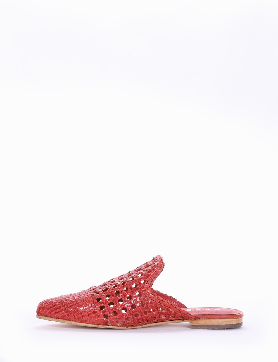 Sabot heel 1 cm red leather