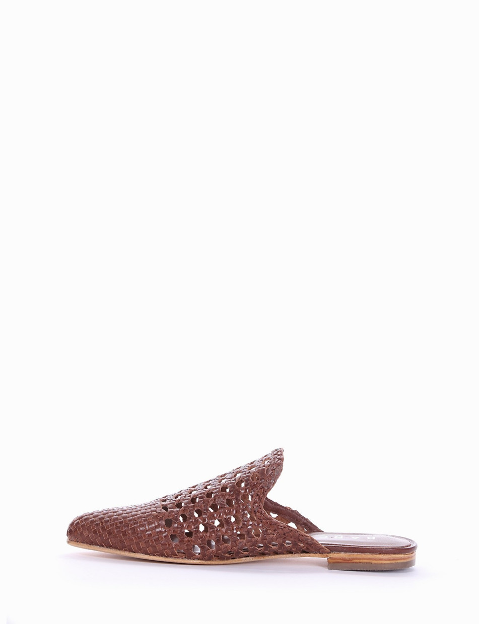 Sabot heel 1 cm brown leather