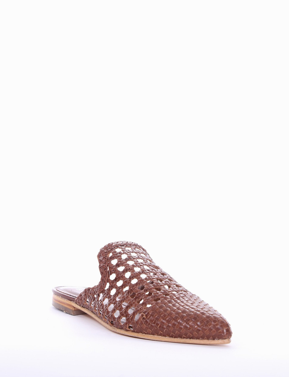 Sabot heel 1 cm brown leather