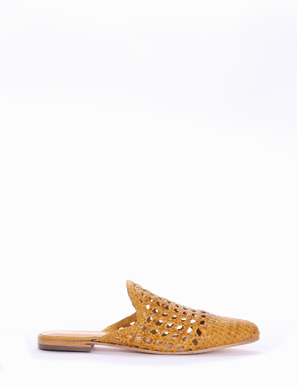 Sabot heel 1 cm yellow leather