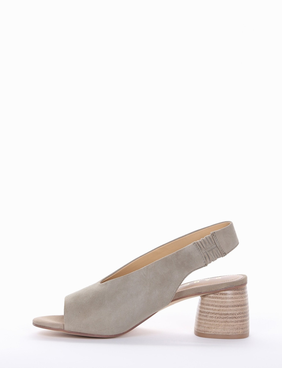 High heel sandals heel 7 cm beige chamois