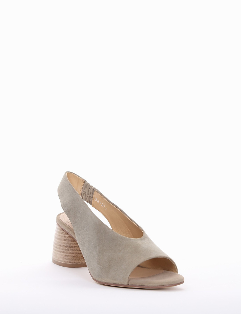 High heel sandals heel 7 cm beige chamois