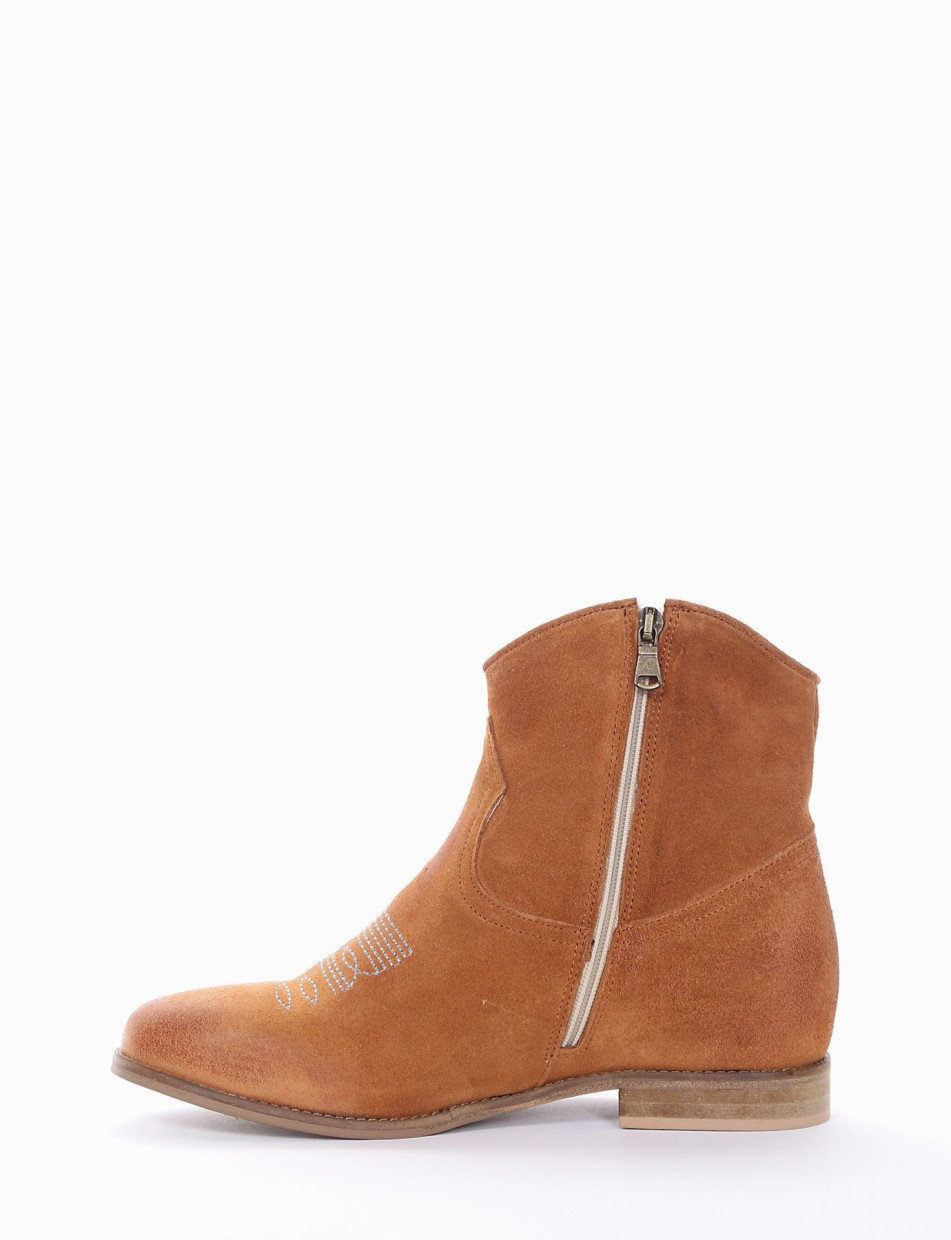 stivaletto texano tacco 2 cm piu zeppa interna 3cm cuoio