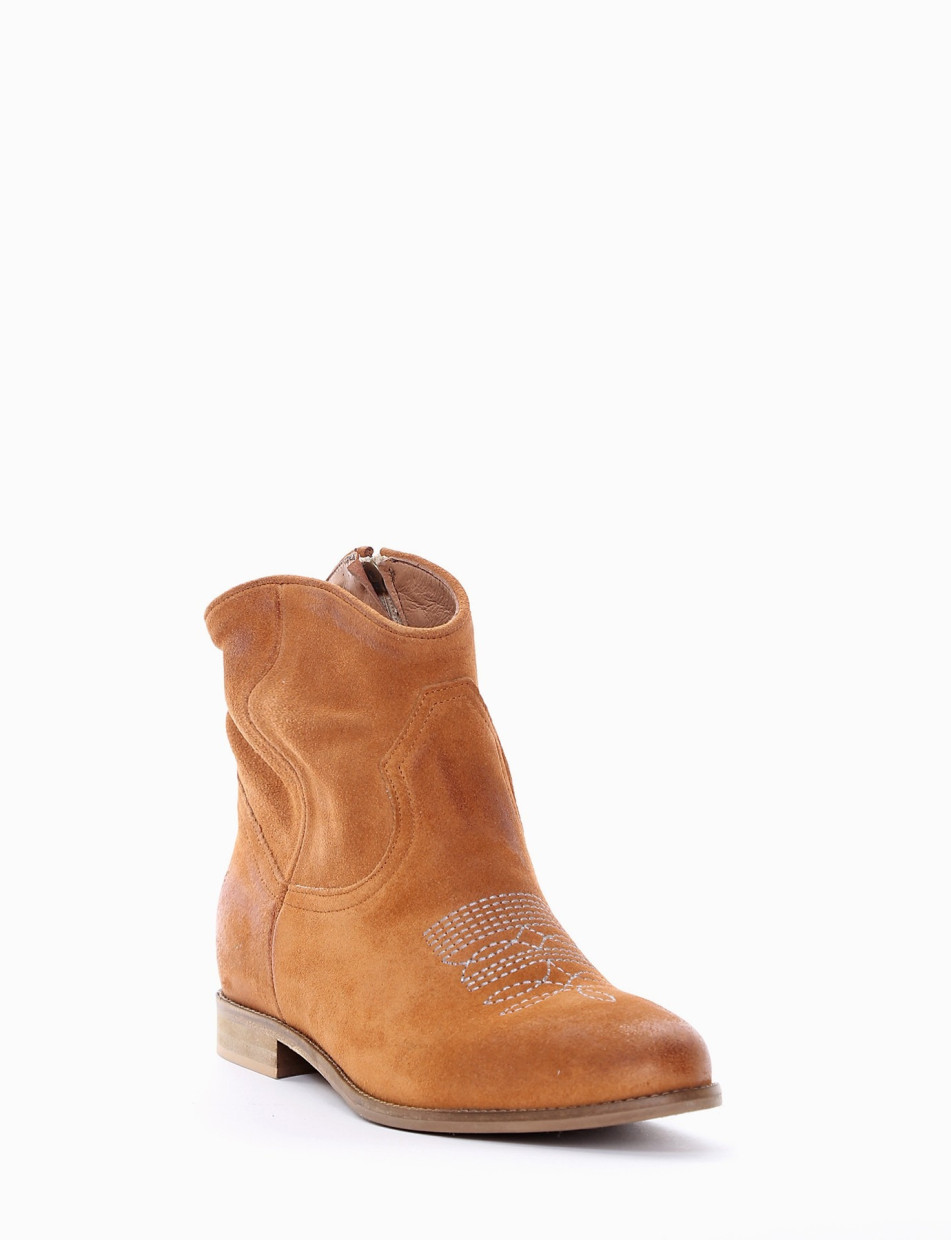 stivaletto texano tacco 2 cm piu zeppa interna 3cm cuoio