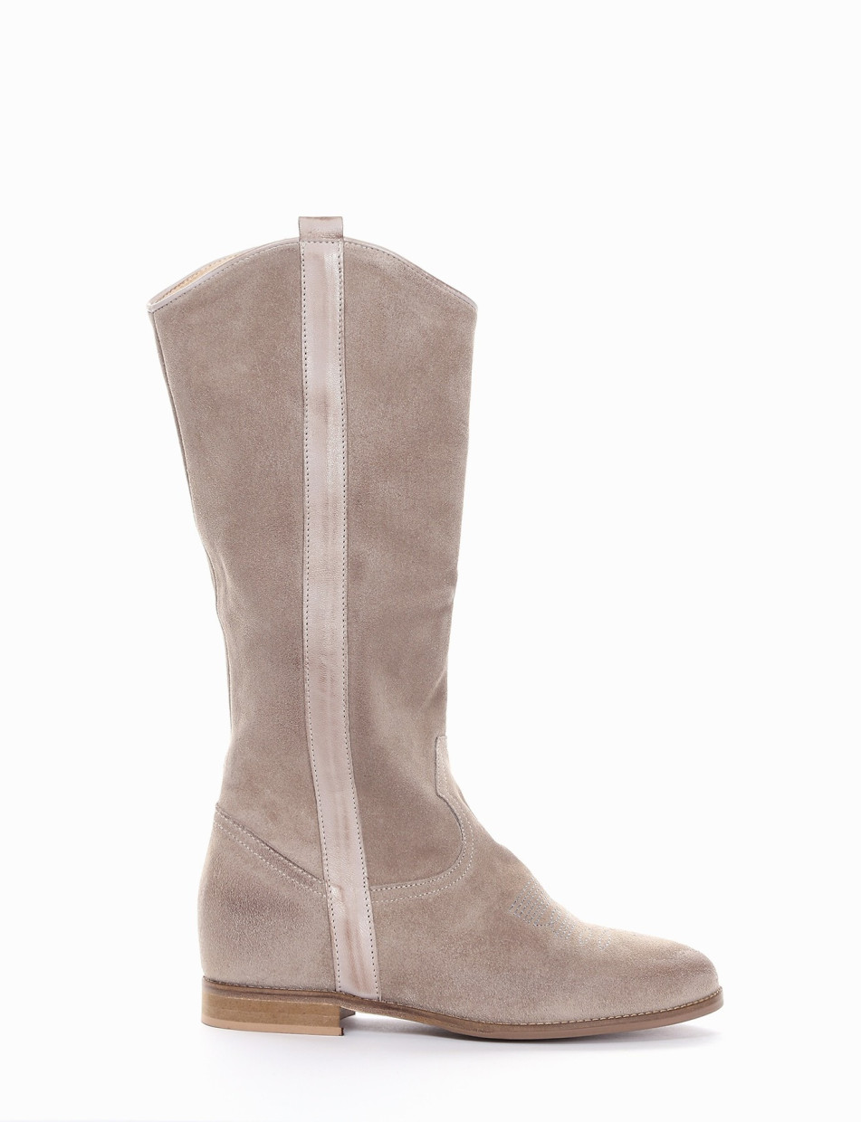 Low heel boots heel 2 cm beige chamois