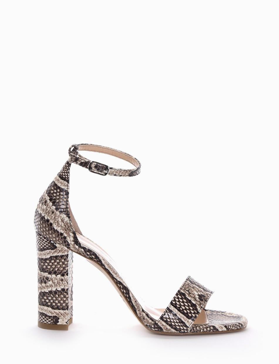 High heel sandals heel 8 cm beige python