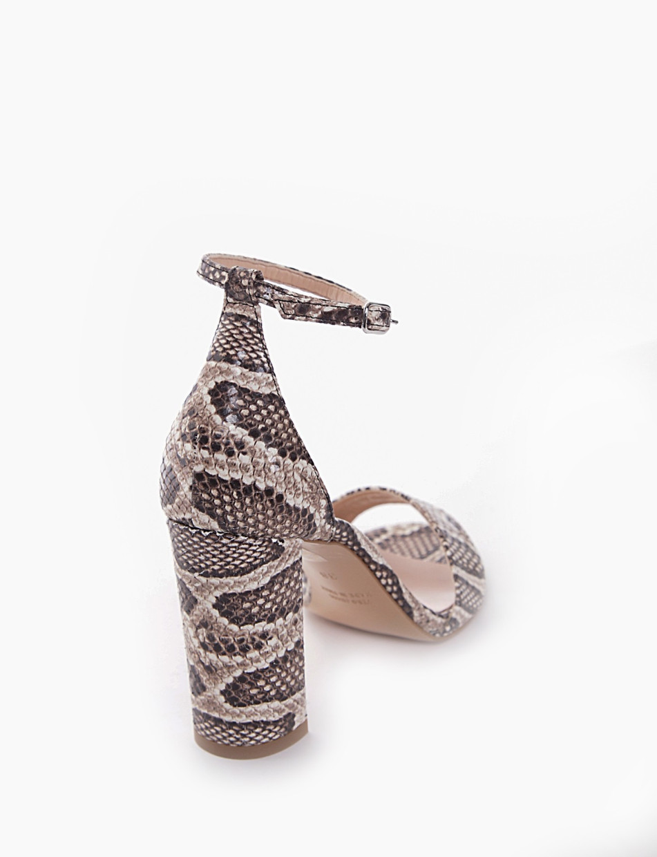 High heel sandals heel 8 cm beige python