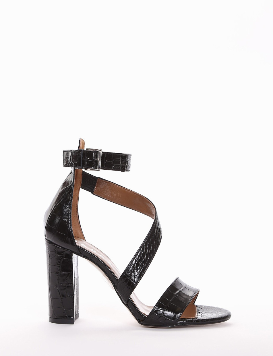 High heel sandals heel 9 cm black coconut