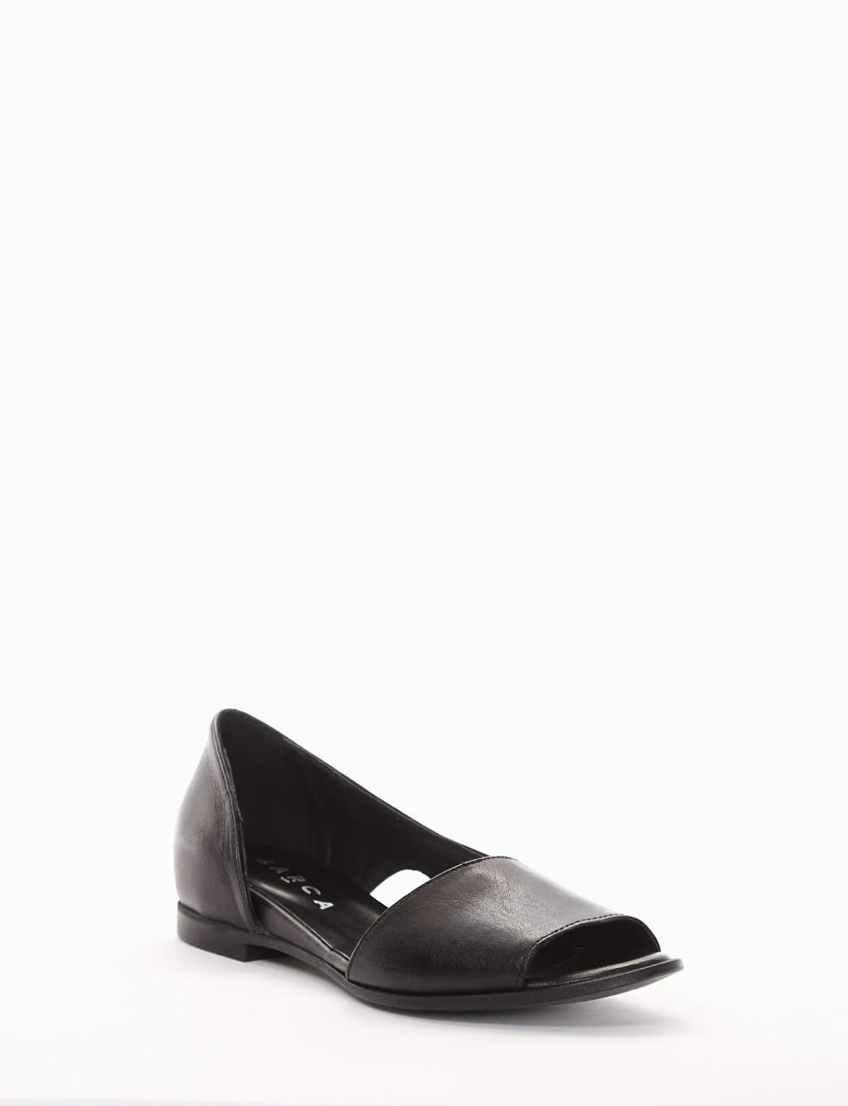 Flat shoes heel 1 cm black leather