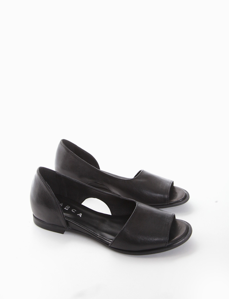 Flat shoes heel 1 cm black leather