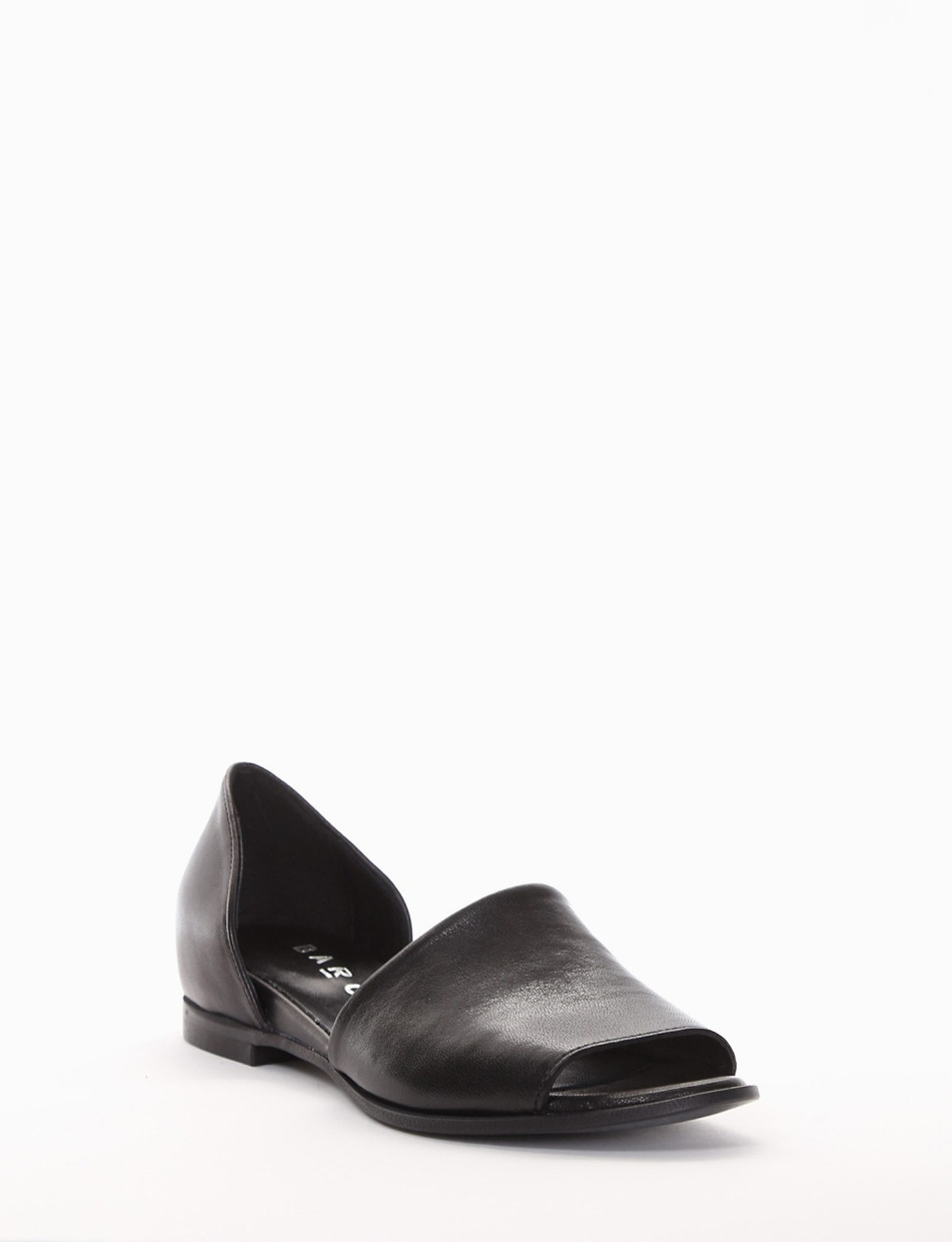 Flat shoes heel 1 cm black leather