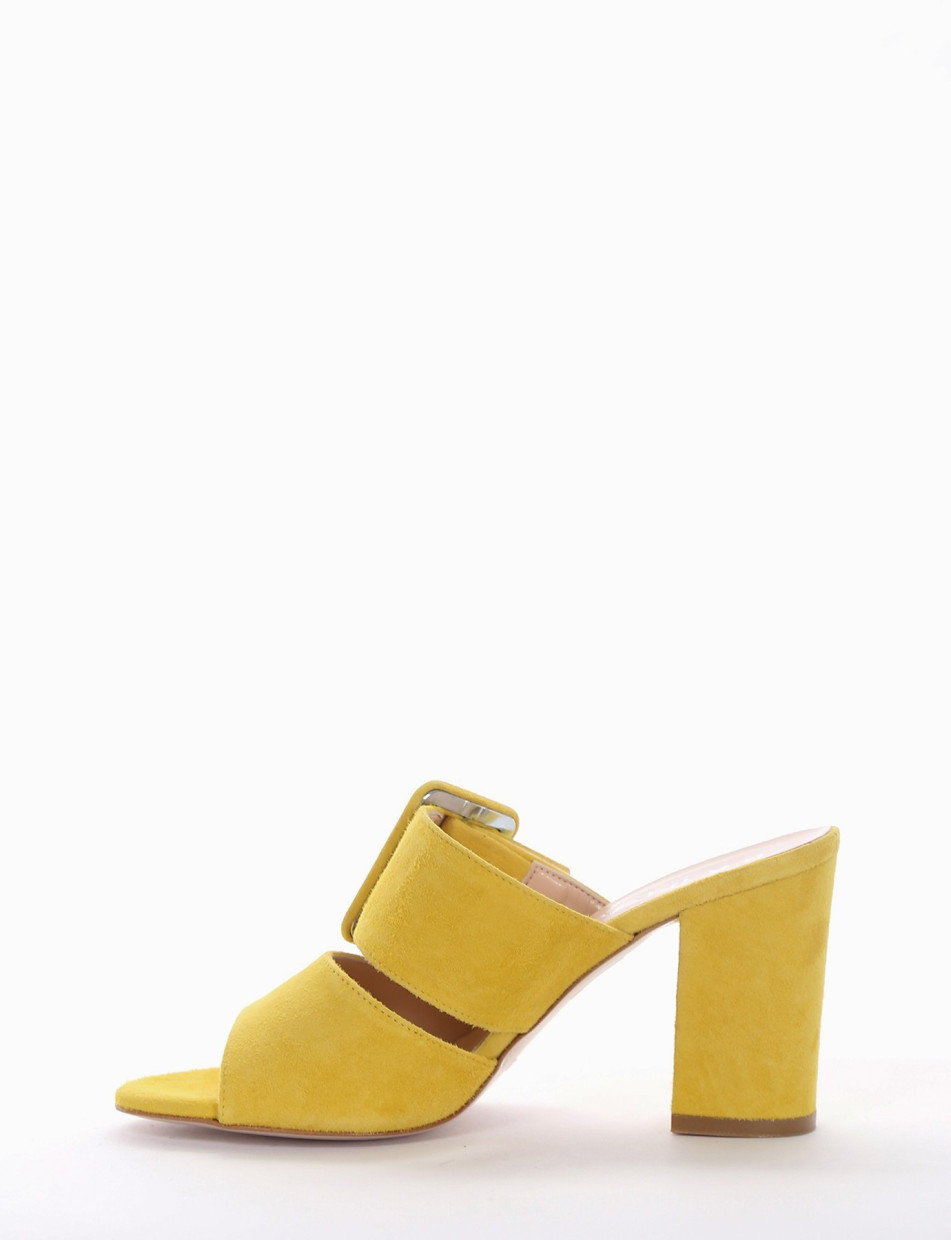 Slippers heel 8 cm yellow chamois