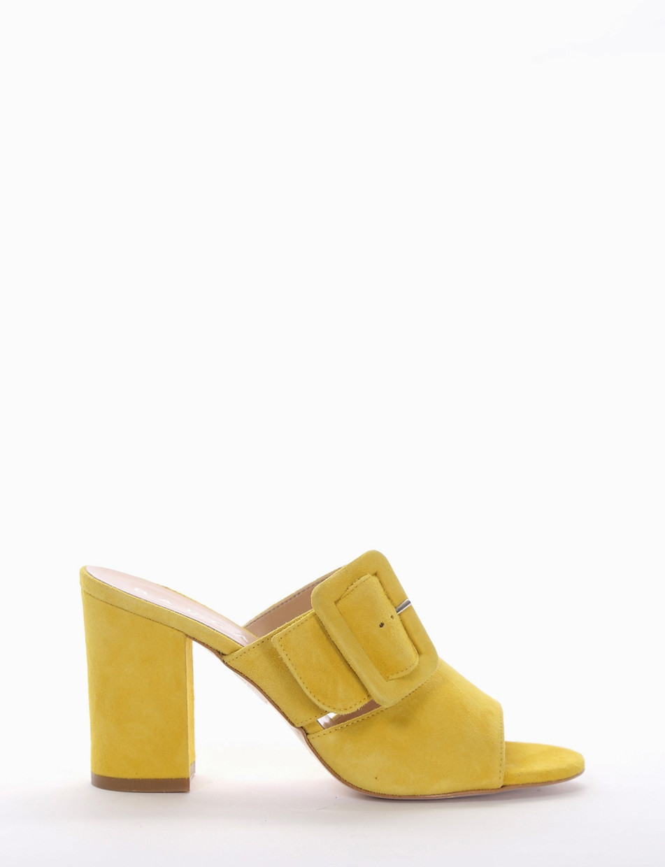 Slippers heel 8 cm yellow chamois