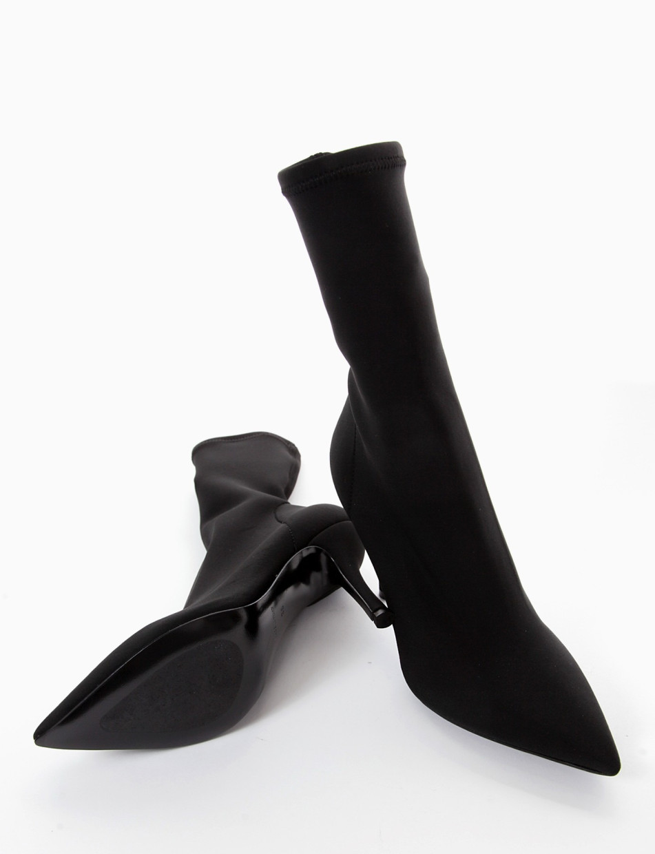 High heel ankle boots heel 10 cm black tissue