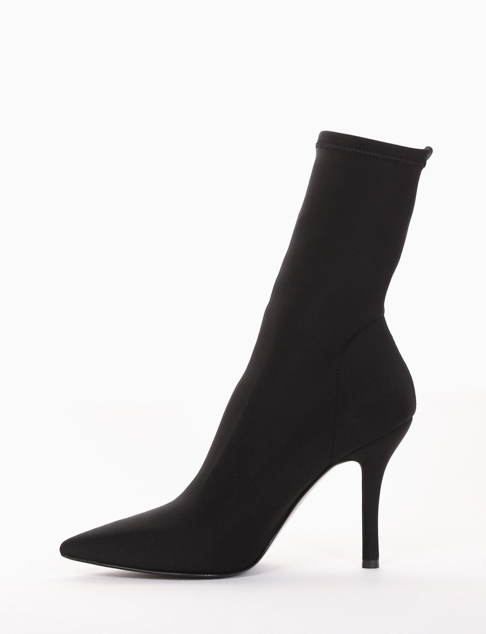 High heel ankle boots heel 10 cm black tissue