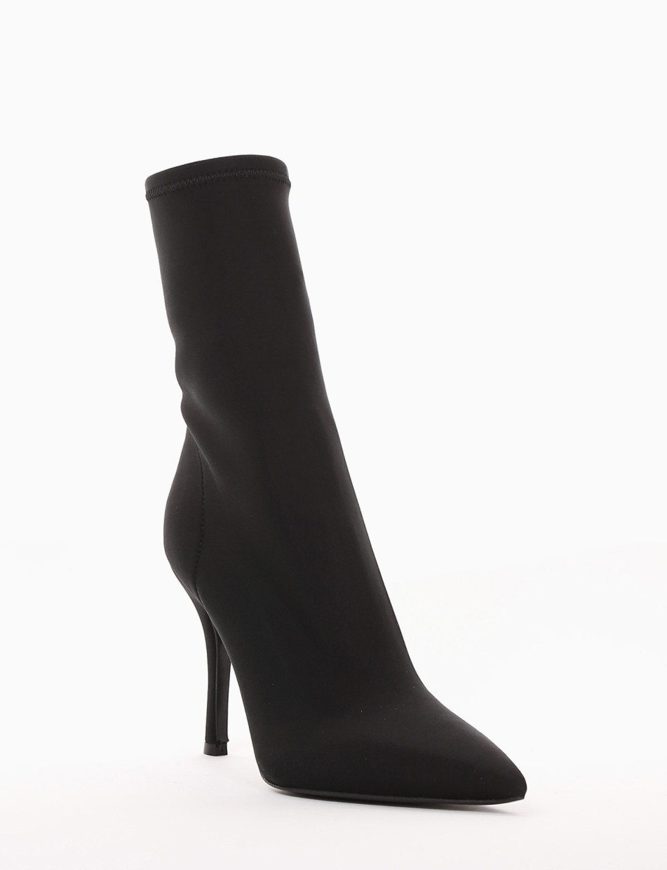 High heel ankle boots heel 10 cm black tissue